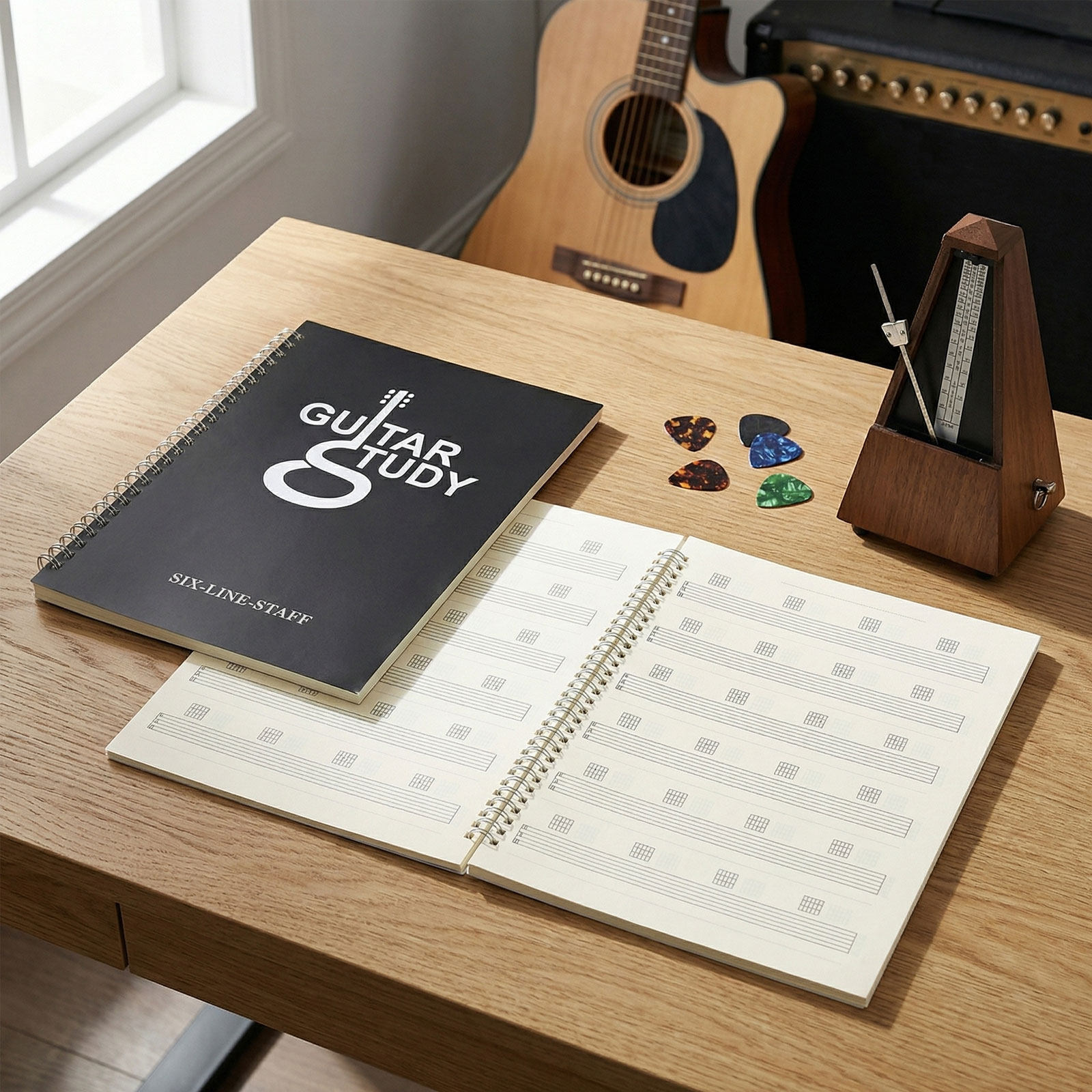 Blank Sheet Music Notebook - قطعتان من دفتر تدوين النوتات الموسيقية