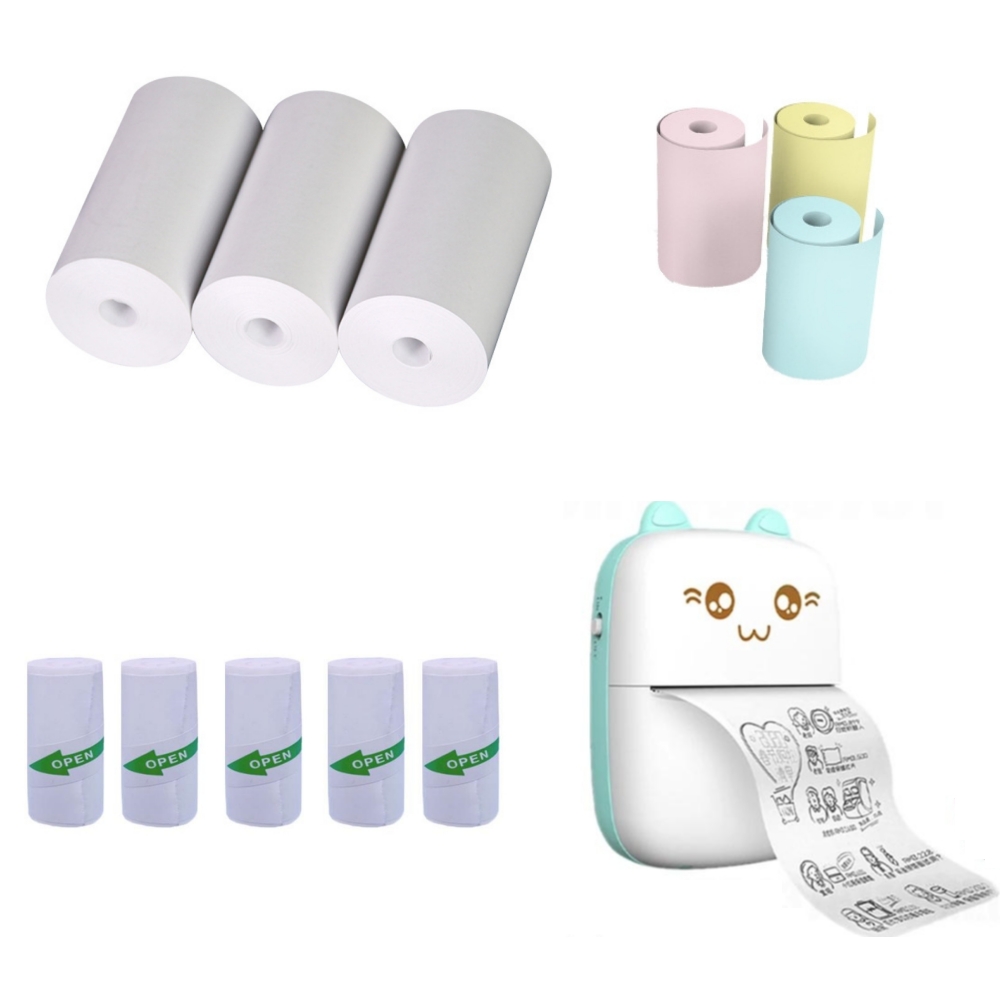 Mini Pocket Thermal Printer Paper Roll - 57x25 مللي متر ورق حراري ملصق