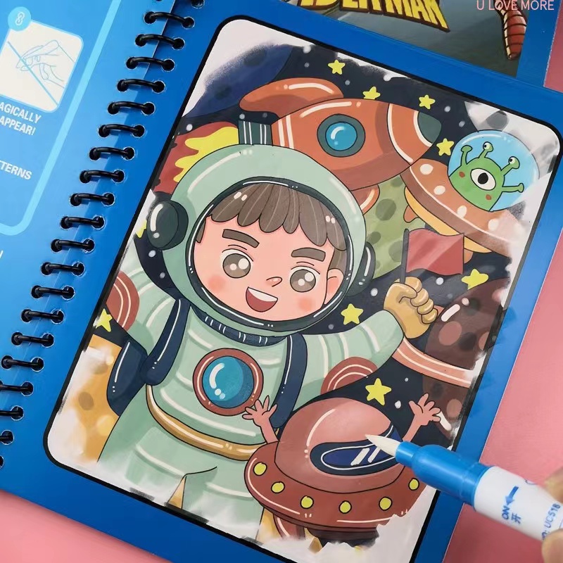 Reusable Water Magic Coloring Book - 1 قطعة كتاب سحري رسم مائي