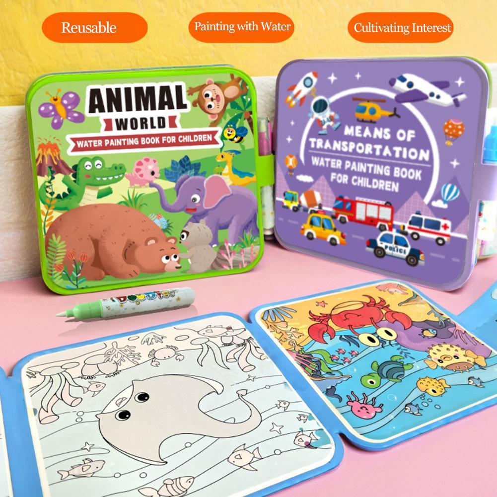 Reusable Water Magic Coloring Book - كتاب رسم مائي قابل للطي للأطفال،