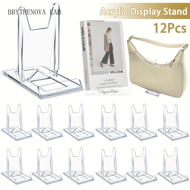Clear Acrylic Book Stand Holder - 12 قطعة حامل عرض أكريليك شفاف