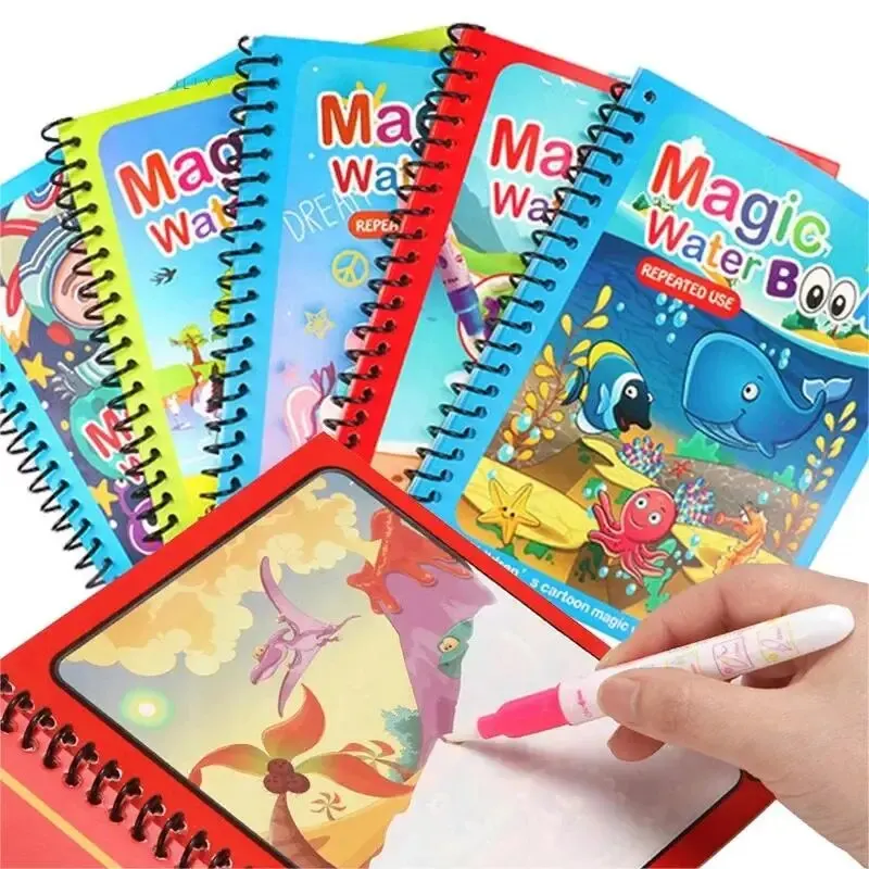 Reusable Water Magic Coloring Book - 1 كتاب + 1 قلم قابل