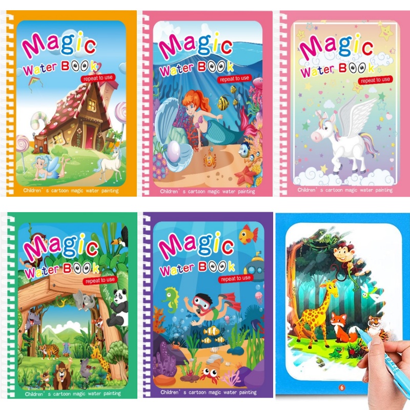 Reusable Water Magic Coloring Book - كتاب رسم مائي سحري للأطفال ،