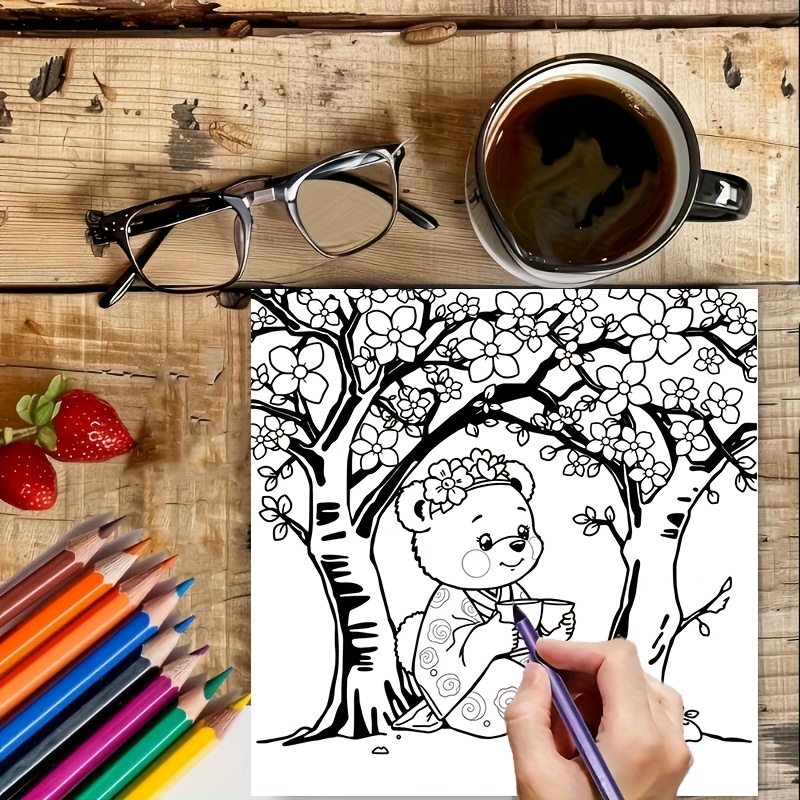 28 صفحة من كتاب تلوين الدب الل - مراجعة Adult Coloring Book Stress Relief وسعره