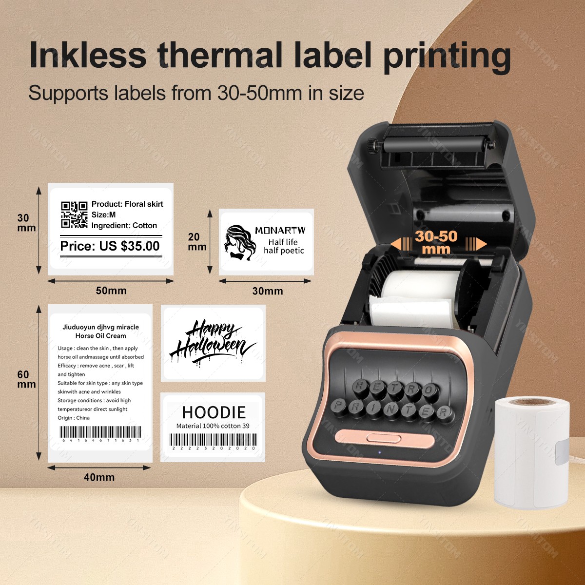 2 بوصة تسمية طابعة صغيرة جيب ا - مراجعة Mini Pocket Thermal Printer Paper Roll وسعره