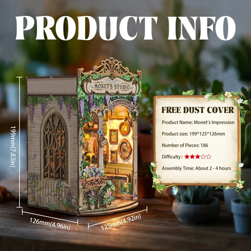 رف كتب خشبي على شكل استوديو مو - مراجعة Diy Wooden Book Nook Kit Shelf Insert وسعره