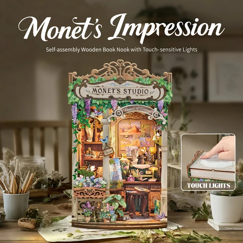 رف كتب خشبي على شكل استوديو مو - مراجعة Diy Wooden Book Nook Kit Shelf Insert وسعره