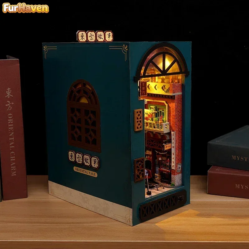 رف كتب خشبي يدوي الصنع بتصميم  - مراجعة Diy Wooden Book Nook Kit Shelf Insert وسعره