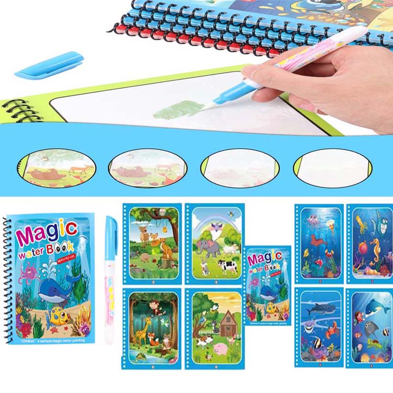 رائجة البيع قابلة لإعادة الاست - مراجعة Reusable Water Magic Coloring Book وسعره
