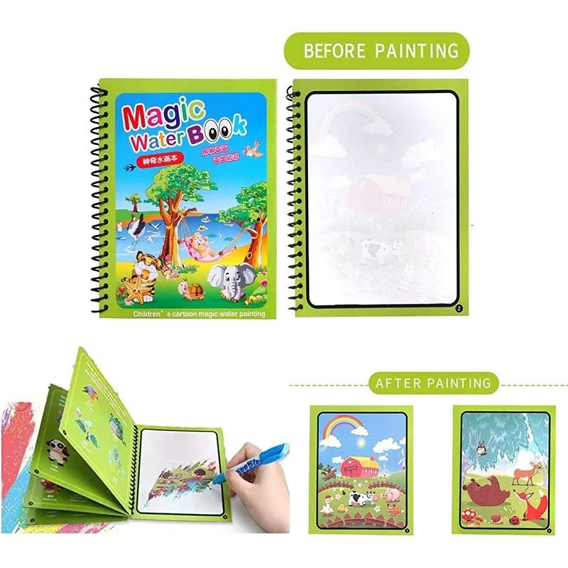 1 قطعة كتاب تلوين المياه السحر - مراجعة Reusable Water Magic Coloring Book وسعره