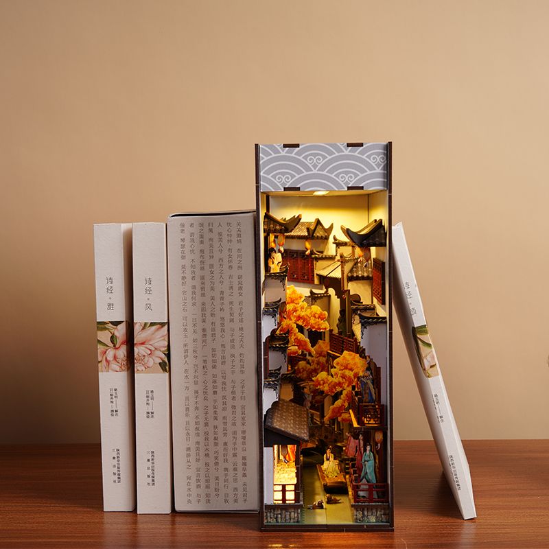 مجموعات رفوف كتب خشبية مصغرة ل - مراجعة Diy Wooden Book Nook Kit Shelf Insert وسعره