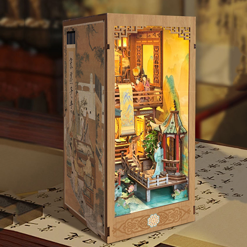 لتقوم بها بنفسك كتاب خشبي زاوي - مراجعة Diy Wooden Book Nook Kit Shelf Insert وسعره