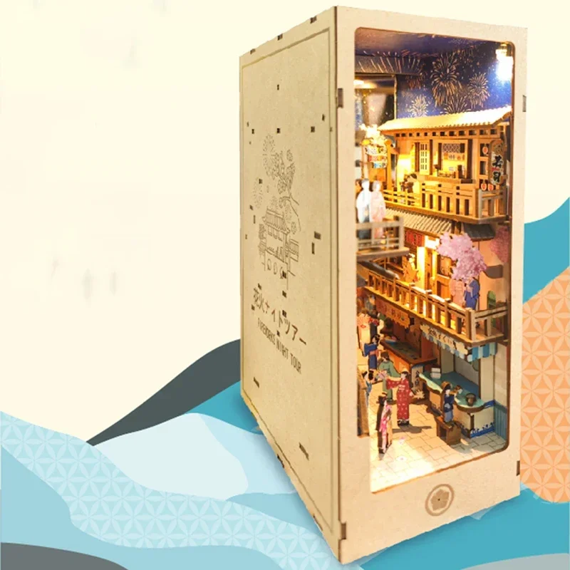 اليابانية الرجعية DIY خشبية كت - مراجعة Diy Wooden Book Nook Kit Shelf Insert وسعره