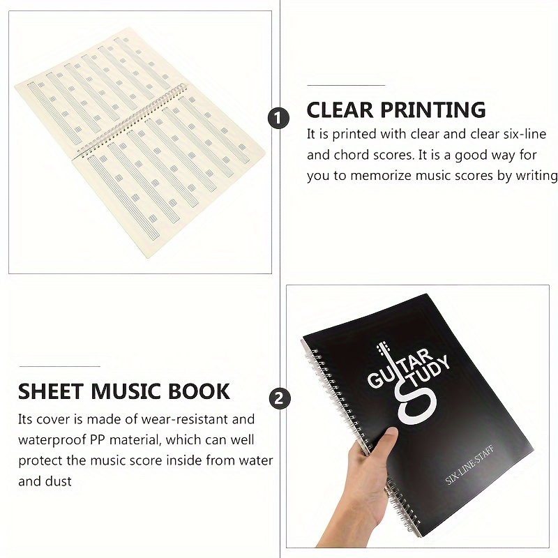 50 صفحة الغيتار الجدول دفتر ال - مراجعة Blank Sheet Music Notebook وسعره