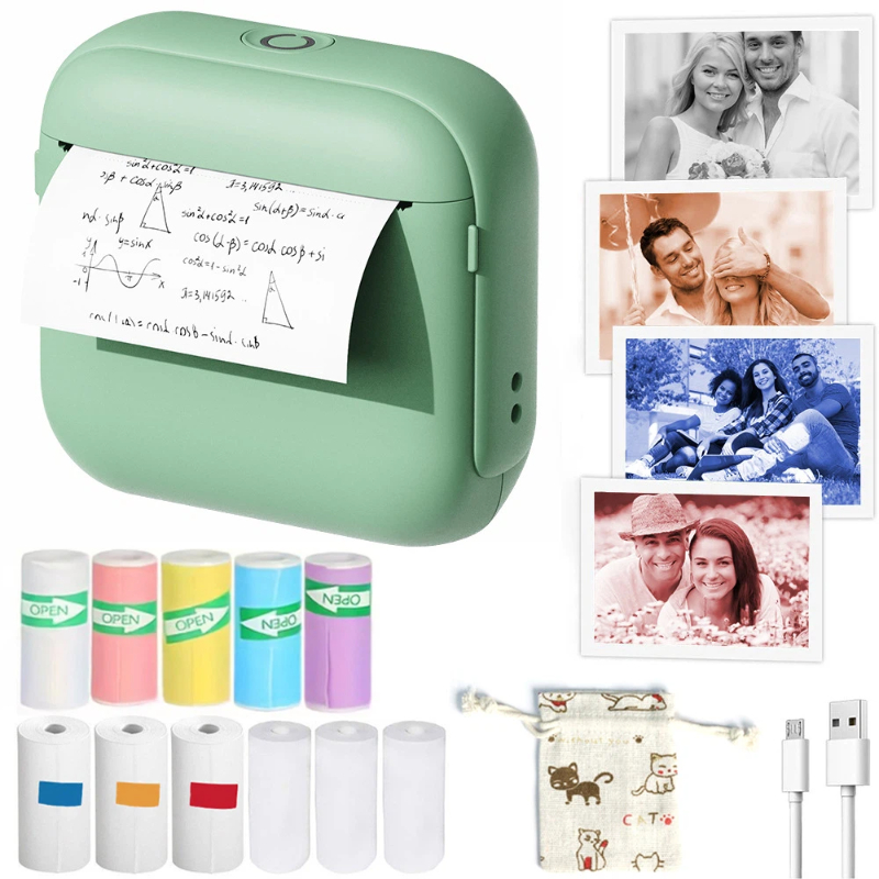 طابعة حرارية صغيرة محمولة بدون - مراجعة Mini Pocket Thermal Printer Paper Roll وسعره