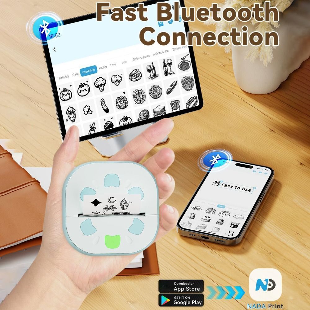 طابعة ملصقات صغيرة بدون حبر مع - مراجعة Mini Pocket Thermal Printer Paper Roll وسعره