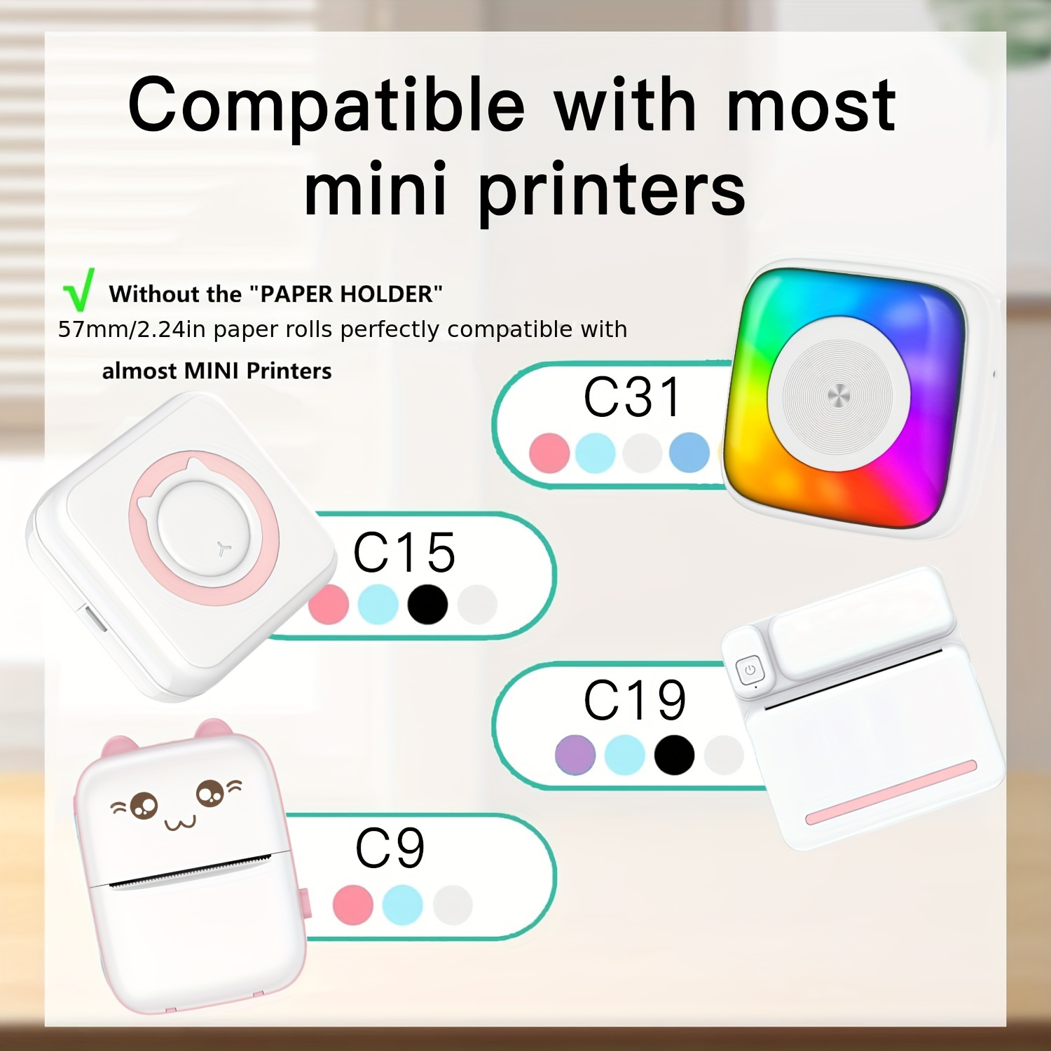 2/4/8 لفات من الورق الحراري ذا - مراجعة Mini Pocket Thermal Printer Paper Roll وسعره